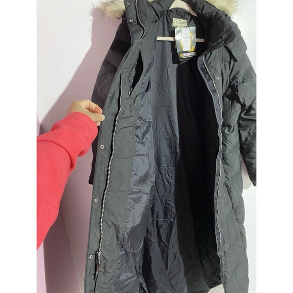 LL Bean Ultrawarm Downtek Coat Womens XL Black Puffer Snaps Long Granola Girl - Picture 9 of 15